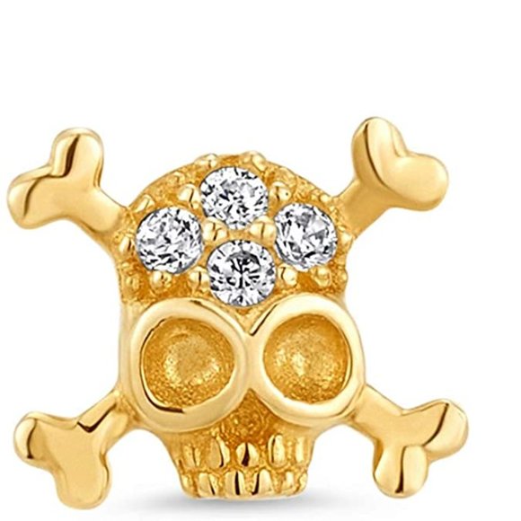 14k Yellow Gold Skull Earrings